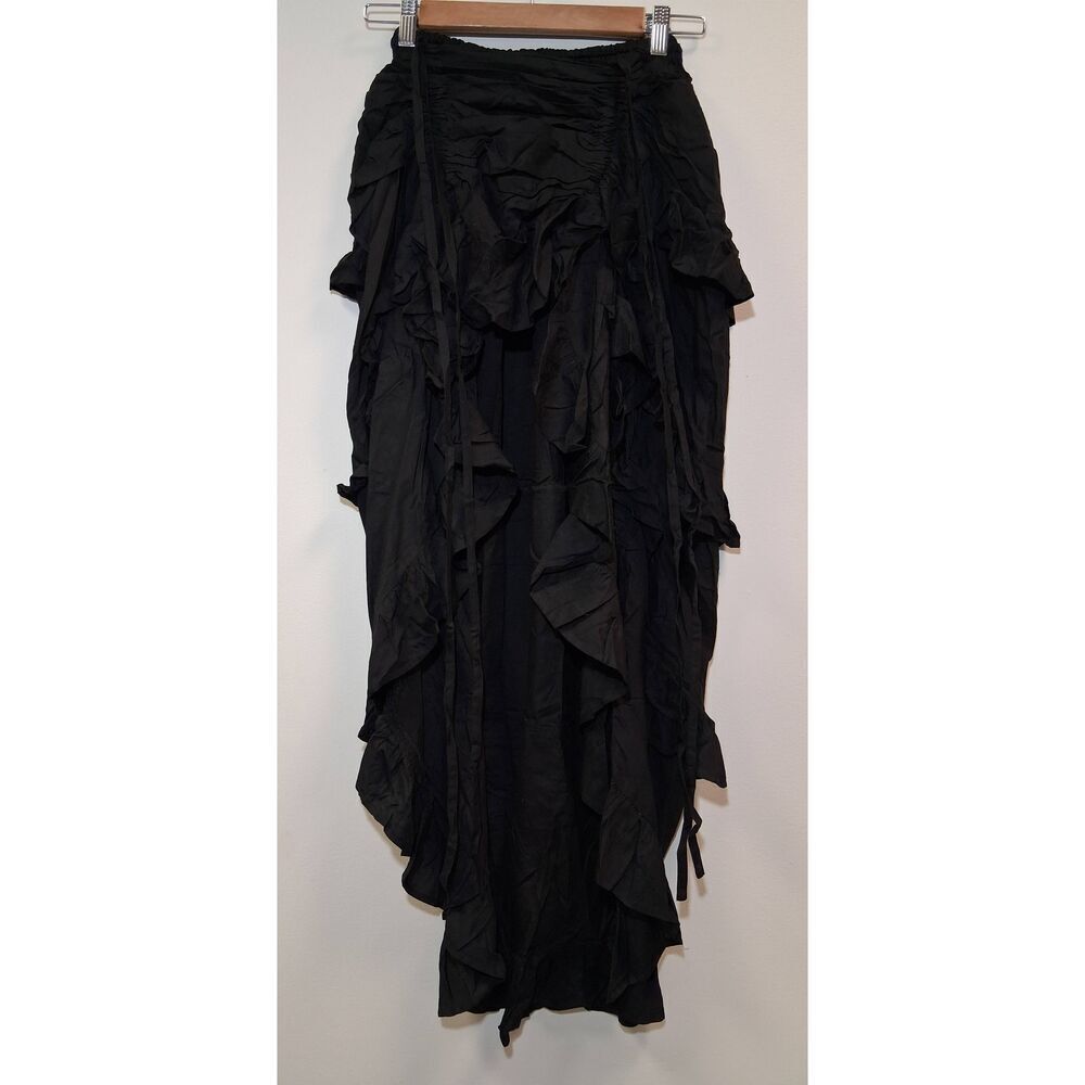 The pirate womens small ruched skirt black Gothic punk rave ruffle